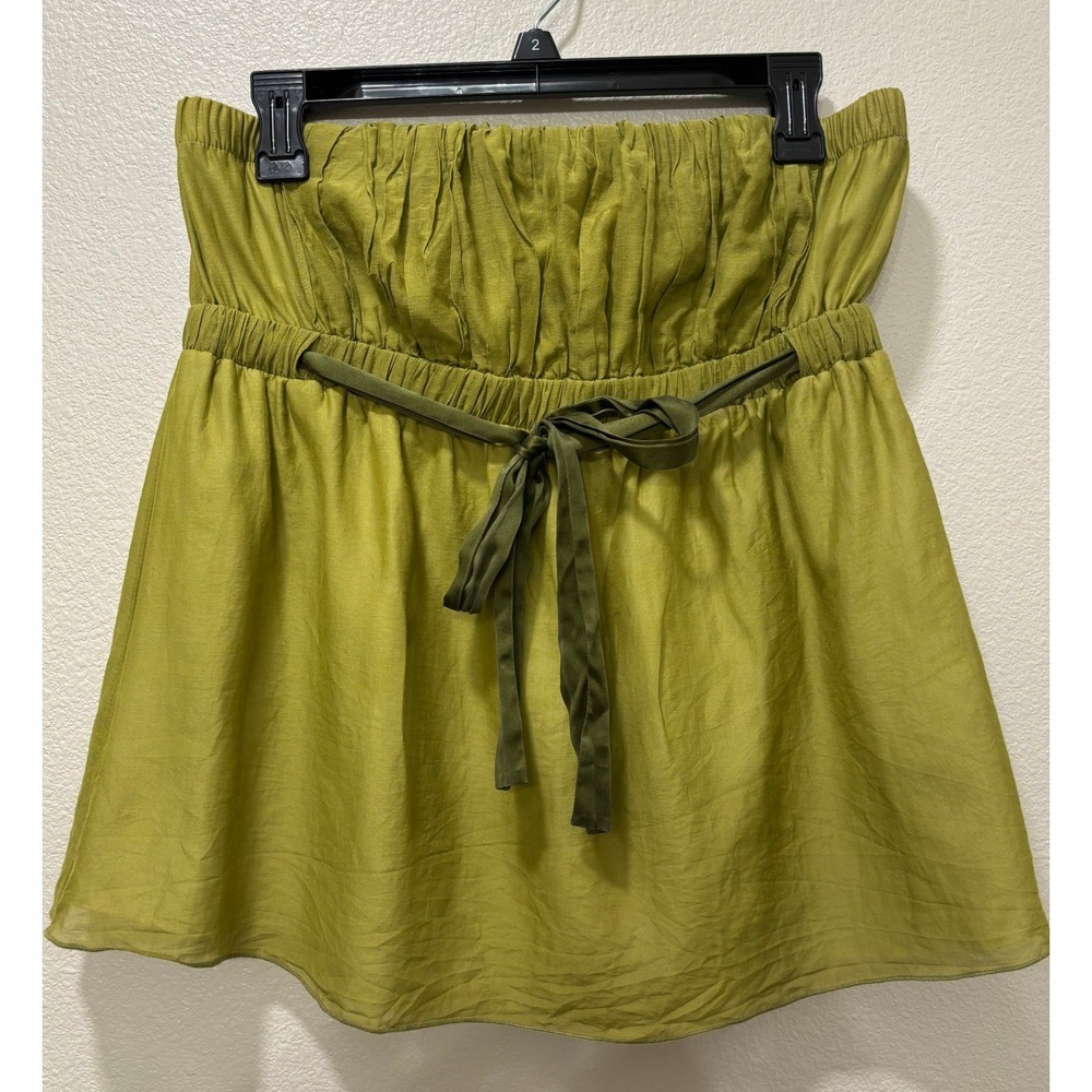 Vintage Y2K The Limited Tub Top Silk Womens Large Green Tie Sleeveless Ruched